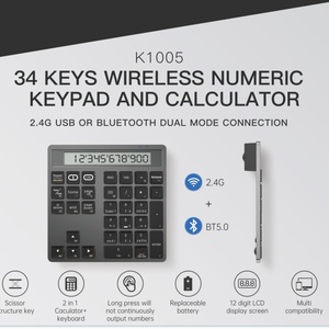 מקלדת נומרית אלחוטית ארגונומית BT5.0 עם מצב כפול עם מחשבון תצוגה 34 מקשים מקלדת מספרים ניידת עבור Win/Mac - Product Image 4