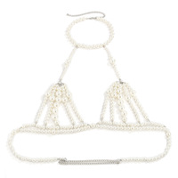 Soutien-gorge Sexy, chaîne, bijoux de corps, Long gland, bijoux de licou, Bikini d'été, barre de perles, chaîne de ventre
