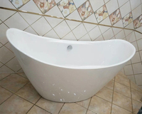 Baignoire autoportante noire en acrylique de haute qualité certifiée CE/CUPC, double extrémité, en forme de pantoufle, avec fonction bain à remous