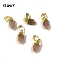 WT-P1755 Dainty Minuscules Naturel Pierre Mini Mignon hexagonale Fraise Cristal Pendentifs Composants pour La Fabrication de Bijoux quartz point