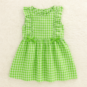 À la mode Plaid été sans manches dessin animé mignon enfant en bas âge bébé fille coton robe âge 2-7 ans belle fille vêtements - Product Image 6