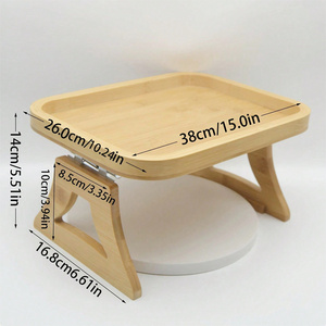 Table d'appoint en bambou avec accoudoirs et palette canapé large avec support pour téléphone - Product Image 5