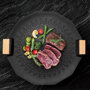 Irregular Double Bottom 4.5mm <strong>Thickness</strong> Die-cast Aluminum Party Outdoor Camping Barbecue Non Stick Bbq Griddle <strong>Grill</strong> <strong>Pan</strong> - Product Image 1