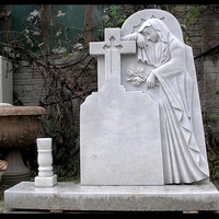 Pierre tombale en granit sculpté à la main pour l'extérieur Statue d'angle assise en marbre antique Tête de pierre tombale