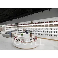 Toko Sepatu Wall Display Rak Sepatu Rak Berdiri Desain Kayu Showcase Kaca Sepatu Tampilan Case