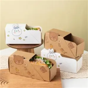 크리에이티브 디자인 바이오 분해성 패스트 푸드 포장 상자 샌드위치 아침 식사 점심 핫도그 롤 브리또 금박 인쇄 가게 사용