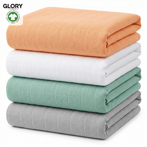 Couverture d'emmaillotage en mousseline de coton de bambou GOTS personnalisée pour nouveau-né, 47*47 pouces, ultra douce, pour crèche, fabrication de couvertures pour bébé - Product Image 1