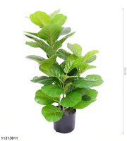 Künstlicher Ficus-Baum mit Blättern und Pflanzgefäß, 1,5 m hoher Kunstbaum mit Naturholzstamm für Heim- und Bürodekoration
