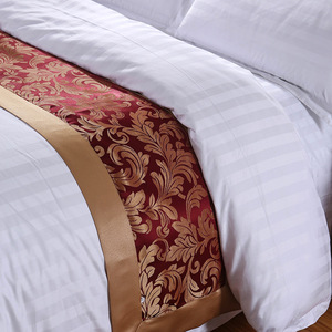 Parure de lit d'hôtel en coton blanc, rayures de 1 cm et 3 cm, douce, luxueuse, neuve, à prix abordable, avec housse de couette et taies d'oreiller - Product Image 4