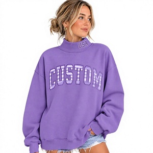 Sweat-shirt pull-over à col montant pour femme, style moderne, coupe ample, sans doublure, prix abordable, idéal pour l'hiver, service OEM - Product Image 1