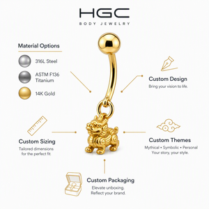 <span class=keywords><strong>Piercing</strong></span> all'<span class=keywords><strong>Ombelico</strong></span> Ispirato alle Benedizioni Tradizionali, Portafortuna e Prosperità, in Titanio ASTM F136 Placcato <span class=keywords><strong>Oro</strong></span>, Unisex, Vendita all'Ingrosso - Product Image 2