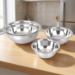 Bol mélangeur classique Mayur Exports modèle 2515 en acier inoxydable poli, écologique, 24 cm, avec pieds, pour le stockage des aliments en cuisine - Product Image 2