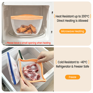 Sacs alimentaires réutilisables en silicone, sacs de congélation, sacs à collation verticaux réutilisables en silicone, sacs de conservation en silicone de qualité alimentaire - Product Image 5