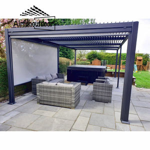 Moderne Tuin Paviljoen Balkon Ijzeren Metalen Gietijzeren Aluminium <span class=keywords><strong>Pergola</strong></span> Met Stenen Kolom Stijlvolle Buitenstructuur - Product Image 3