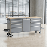 Armoire à outils roulante antivol en acier inoxydable de 72 pouces à 15 tiroirs, multifonctionnelle pour garage, vente directe d'usine, OEM