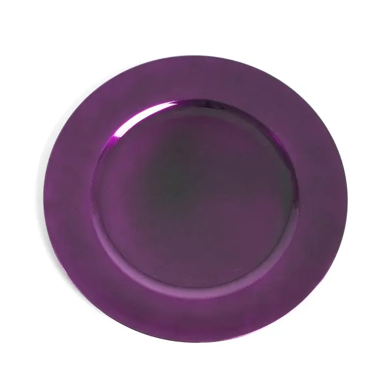 13" Foil Purple plain charger plates Wedding pates Plastic plates