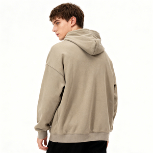 Sweat à capuche décontracté pour <span class=keywords><strong>homme</strong></span>, coupe ample, style streetwear neutre, imprimé minimaliste avec slogan, personnalisable - Product Image 3