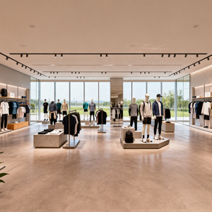 Système de présentoirs et de supports de vêtements sur mesure pour magasin de prêt-à-porter, en MDF et métal, pour vêtements masculins - Product Image 6