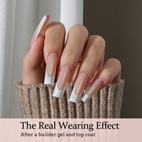 Ongles en gel souple réutilisables, French Manucure, Couverture Complète, Formes Stiletto, Carrées, Papillon, Pré-conçues, Extra Longues, 160 pièces, Nude Rose Marron