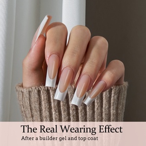 Uñas Postizas Reutilizables de Gel Suave, Punta Francesa, Cobertura Total, Stiletto Cuadrado, Extra Largas, 160 Piezas, Color Nude, Rosa, Marrón, Blanco - Product Image 3