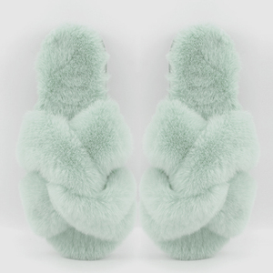 Fascia Della Traversa di modo Morbido Peluche Imitato Pelliccia di Coniglio <span class=keywords><strong>Casa</strong></span> di Gomma Piuma di Memoria Leggero Indoor Outdoor Soffici Pantofole per Le Donne - Product Image 3