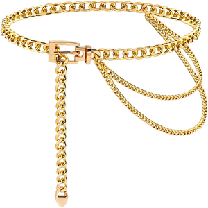 <span class=keywords><strong>Ceinture</strong></span> chaîne réglable en alliage de zinc couleur or et argent pour robe de mode féminine - Product Image 1