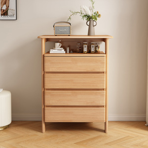 Solid Wood <b>Chest</b> Of Drawers 4 Drawer <b>Storage</b> Cabinet Bedroom Wardrobe Simple Design For Small Apartment Living Room Furniture - Product Image 2