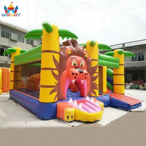Château gonflable de jungle safari Lion King en PVC commercial pour l'extérieur, toboggan, respectueux de l'environnement, installation facile, 5x5m, pour les fêtes d'enfants - Product Image 3