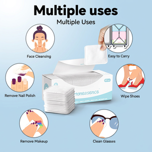 Tampons démaquillants carrés en <span class=keywords><strong>coton</strong></span> triple couche 7,5 x 7,5 cm, double face, sans peluches, dégraissés, en boîte, vente en gros - Product Image 3