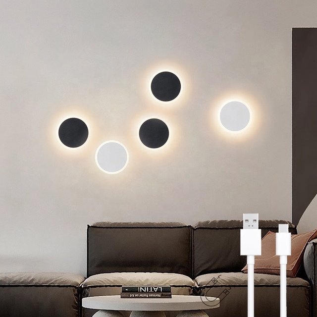 Wireless Wall Sconce Rechargeable Battery Powered LED Wall Lamp 3 Brightness Levels for Living Room