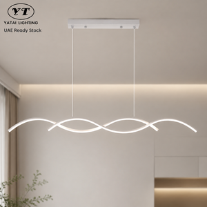 Suspension moderne en aluminium LED dimmable avec télécommande, tricolore, pour salle à manger, usage domestique et commercial, design vague 120 cm - Product Image 1