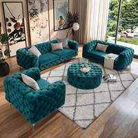 Canapé sectionnel moderne américain brun 3 places en tissu rayé épais pour salon