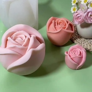 Wholesale Rose Shape Resin Candle Mold 3D DIY Silicone Mold for Home Decoration <b>Scented</b> Candle Mould Food Grade Non <b>Stick</b> - Product Image 2