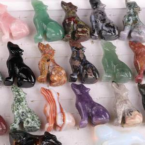 17 tipi 2 pollici Reiki Crystal Wolf/Carving pietra naturale pietra preziosa cristallo di quarzo animale <span class=keywords><strong>lupo</strong></span> statua per la decorazione domestica dell'auto - Product Image 4