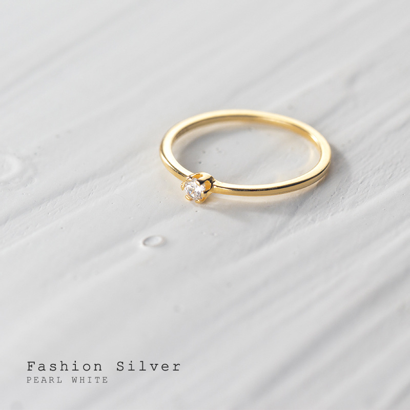 Anello Sottile In Argento Sterling Con Zirconi Cubici A Fiore - Regolabile E Delicato - Gioiello Regalo Per Donna