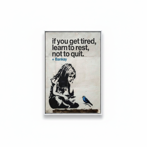 Banksy Girl with Bird Graffiti <b>Canvas</b> Print: Elegant Wall Decor,WHITE <b>FRAMED</b> <b>CANVAS</b> - Product Image 2