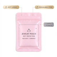 Sac refermable en plastique réutilisable, imprimé sur mesure, pour emballage plat de colliers, boucles d'oreilles et petits bijoux, avec trou de suspension