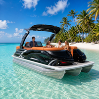 Bateau de pêche sportif en aluminium de 22 pieds, ponton, 12 personnes, écran de console, moteur hors-bord 200 CV, certifié CE, personnalisable