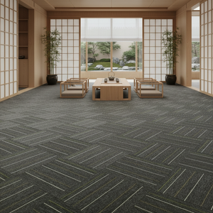 Dalles de moquette commerciales à emboîtement 50*50cm |   Revêtement de <span class=keywords><strong>sol</strong></span> de bureau moderne en PP, facile à poser (type autocollant) - Product Image 4