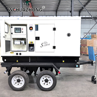 Groupe électrogène diesel mobile silencieux sur remorque, refroidi par eau, triphasé quatre fils, 125 kVA, 1500 tr/min, 50 Hz/60 Hz