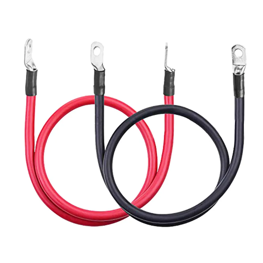 2 AWG 4 AWG 6 AWG Gauge Red Black Puer Copper Battery Inverter Cables Solar,RV,Car,Boat 12 in 5/16 in Lugs Battery Cable