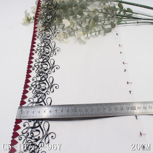 Encaje de Tul Color Nude con Bordado Personalizado de Corazón Rojo de 20CM, Encaje de Alta Calidad para Prendas y Accesorios para <span class=keywords><strong>el</strong></span> Cabello - Product Image 3