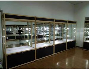 ארון תצוגה מודרני ממתכת עם תאורת לד ומדפי אחסון, ידידותי לסביבה ועומד באופן עצמאי לחנויות ותערוכות - Product Image 6