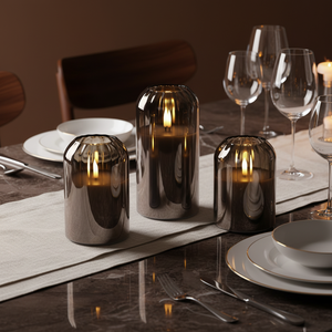 Candela LED 3D in Vetro Senza Fiamma <span class=keywords><strong>a</strong></span> <span class=keywords><strong>Batteria</strong></span> Mermei per Decorazione - Product Image 1