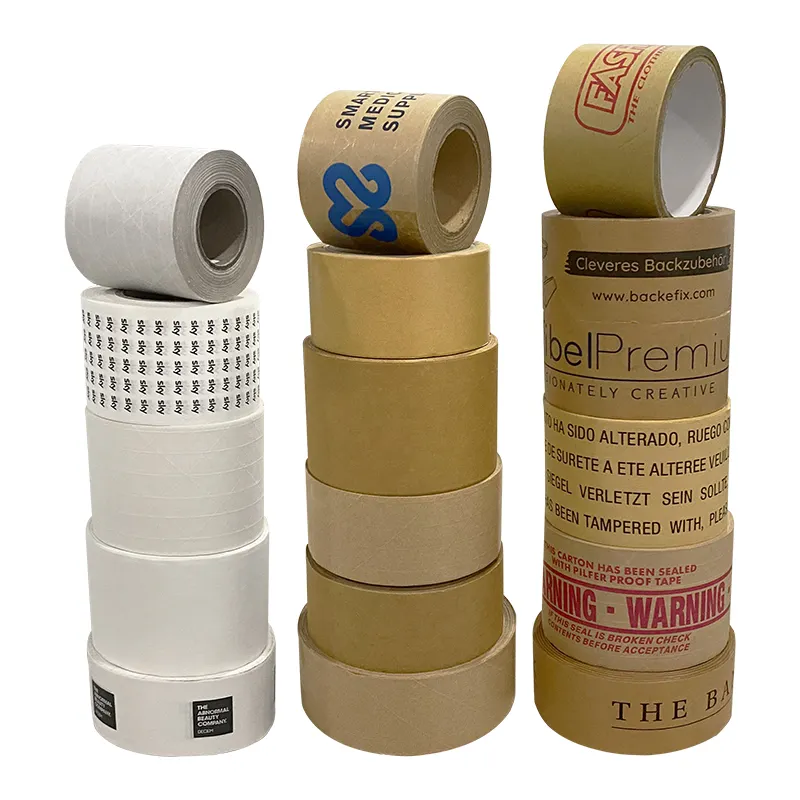 Custom Logo Shipping Packaging Color Logo Printing Kraft Paper Tape For Box Packing