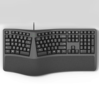Venta al por mayor de teclado ergonómico EF-05 con reposamuñecas, retroiluminado en 7 colores, con cable e inalámbrico, para