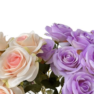 Rosas de Seda Artificiales de Nueve Cabezas, Rosas Búlgaras de 9 Cabezas, Decoraciones para Bodas, para el Pasillo del Salón de Bodas, Decoración del Hogar - Product Image 5