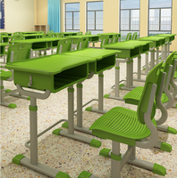 Ensemble de mobilier scolaire : Pupitre et chaise pour étudiant, réglables en hauteur, avec pieds coniques modernes et dossier croisé, pour salles de classe