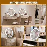 Miroir de Maquillage Portable Mural et de Bureau LED Électrique Intelligent, Style Art Déco, avec Cadre en Fer Forgé Personnalisable pour la Maison et le Dortoir