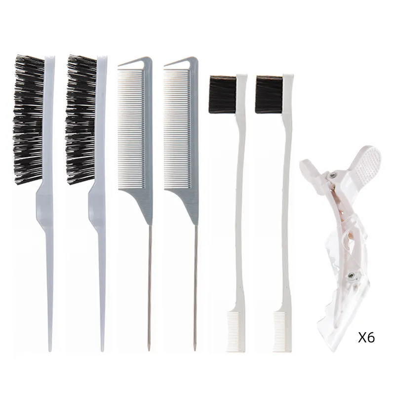 Nouvelle couleur Rat queue peigne ensemble avec pinces à cheveux professionnelles double bord brosse toilettage bord brosse robuste Rat queue peigne pour les femmes